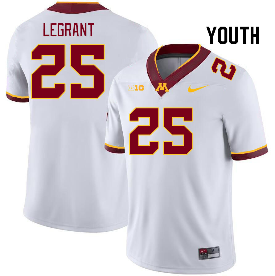 Youth #25 Cortez LeGrant Minnesota Golden Gophers College Football Jerseys Stitched Sale-White